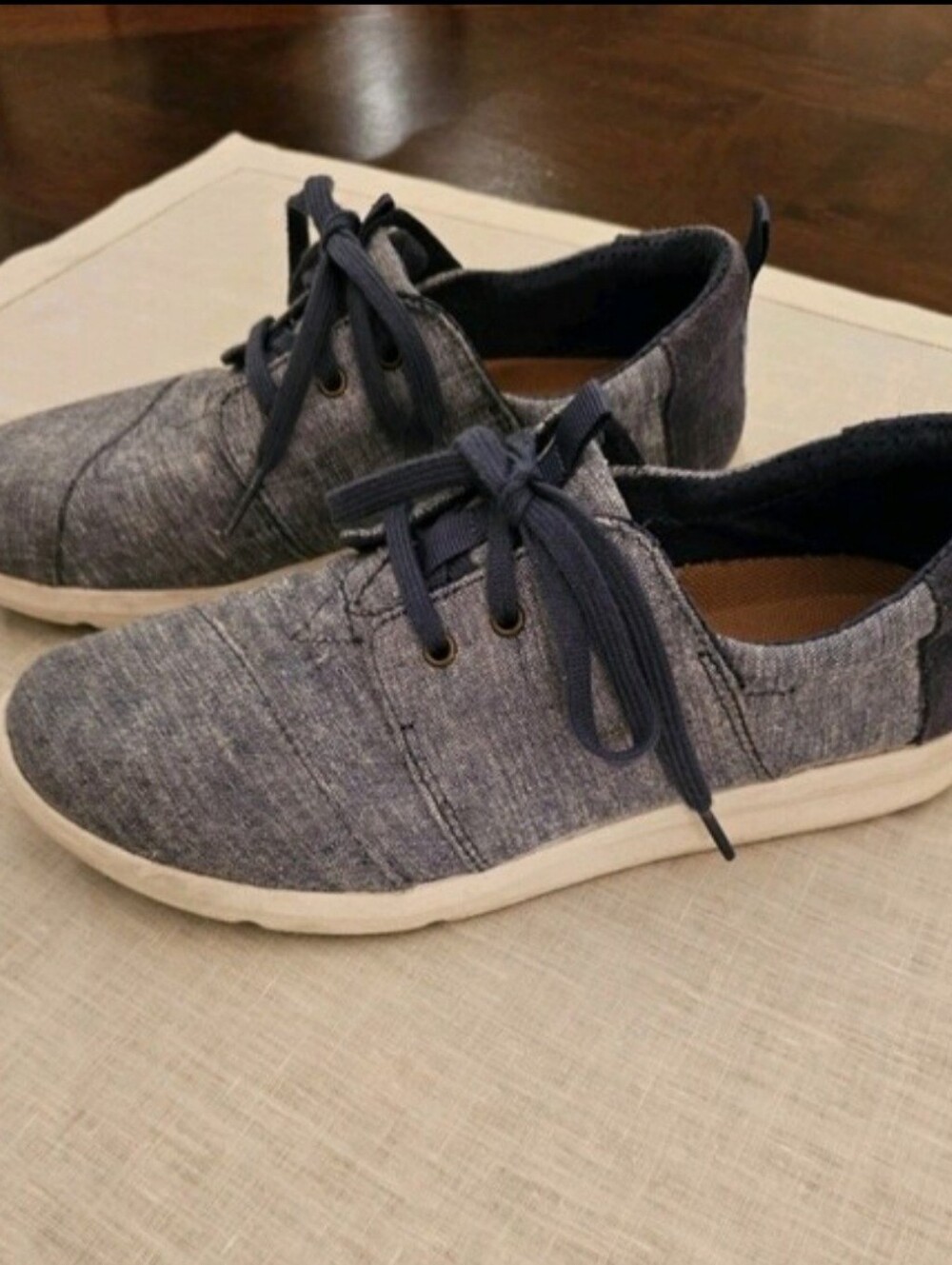 TOMS Del Rey Blue Slub Chambray Lace Up Sneakers Women’s Size 7.5